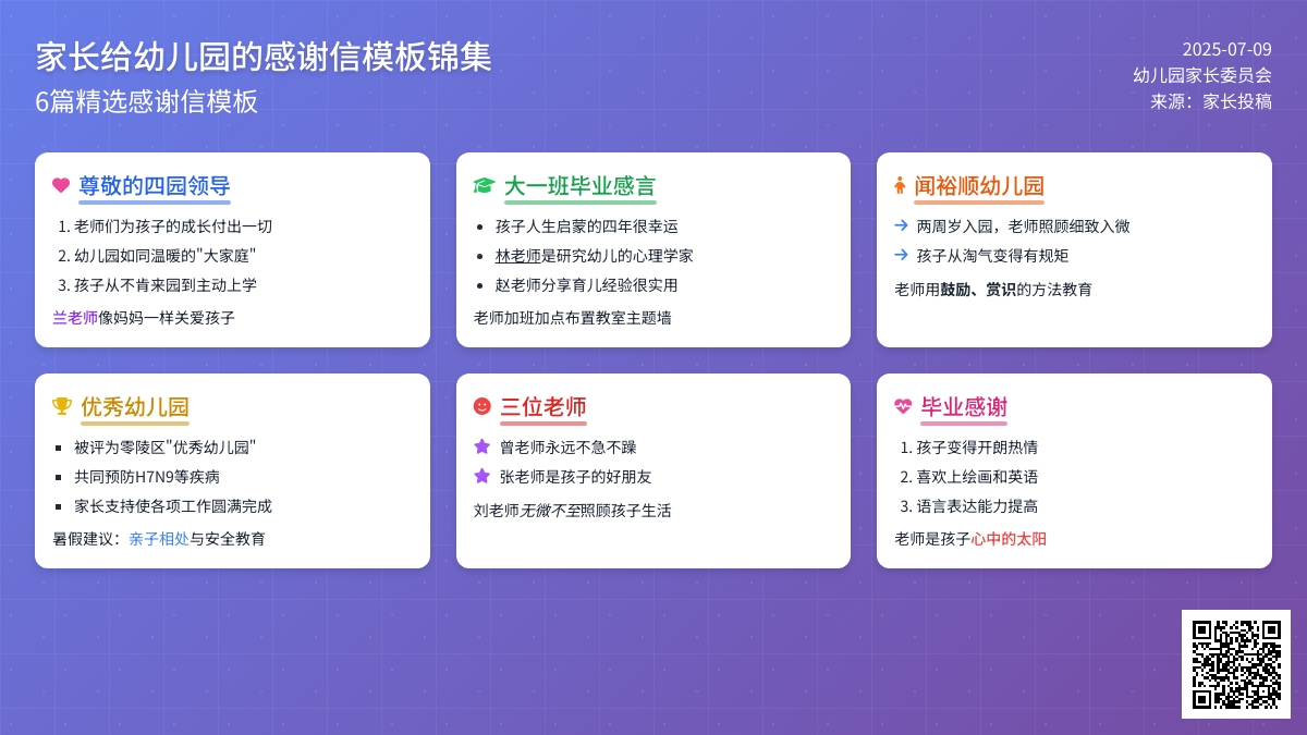 家长给幼儿园的感谢信模板锦集6篇