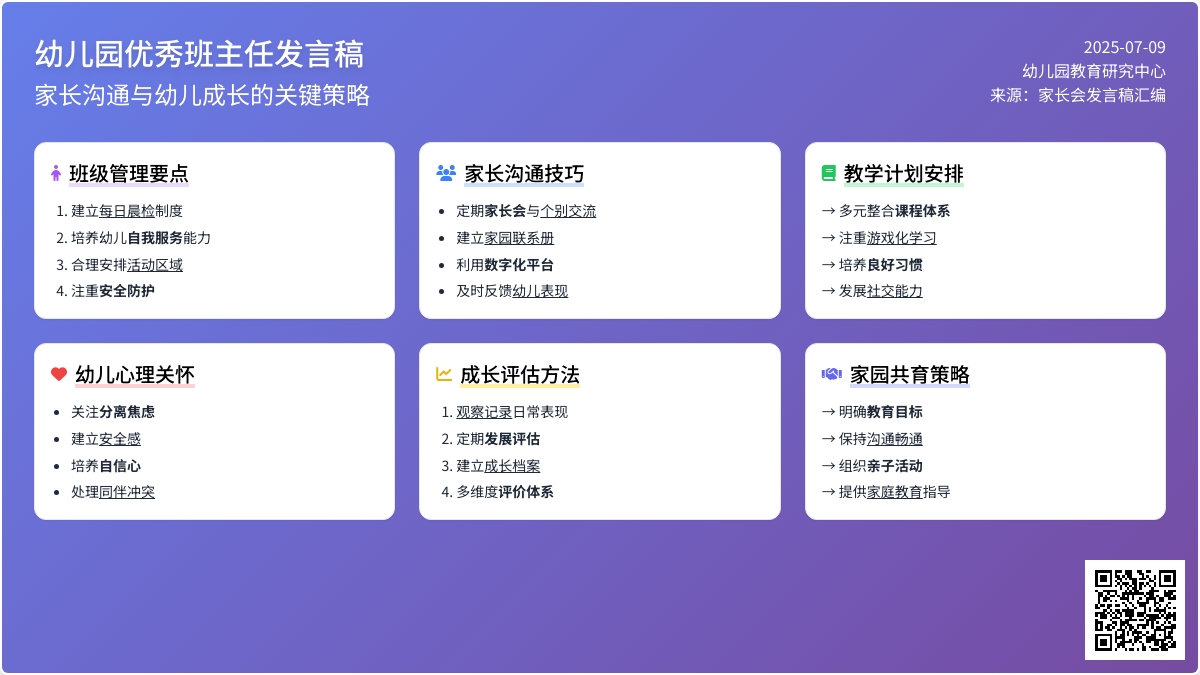 幼儿园优秀班主任发言稿