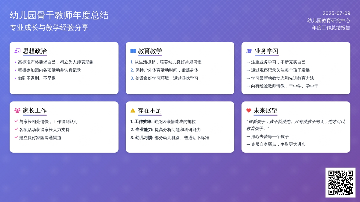 幼儿园骨干教师年度总结5篇范文