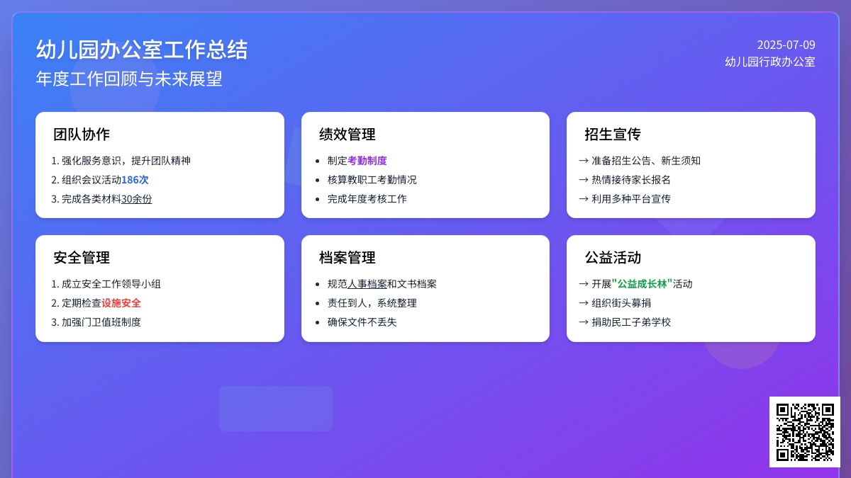 幼儿园办公室工作总结