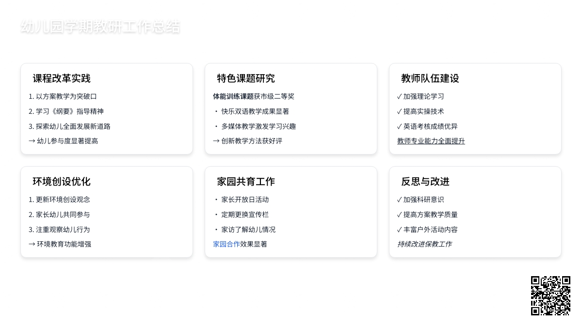 幼儿园学期教研工作总结