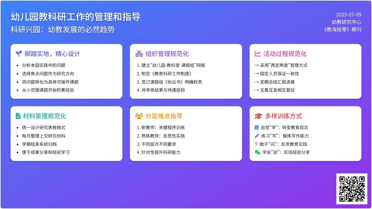 幼儿园教科研工作的管理和指导