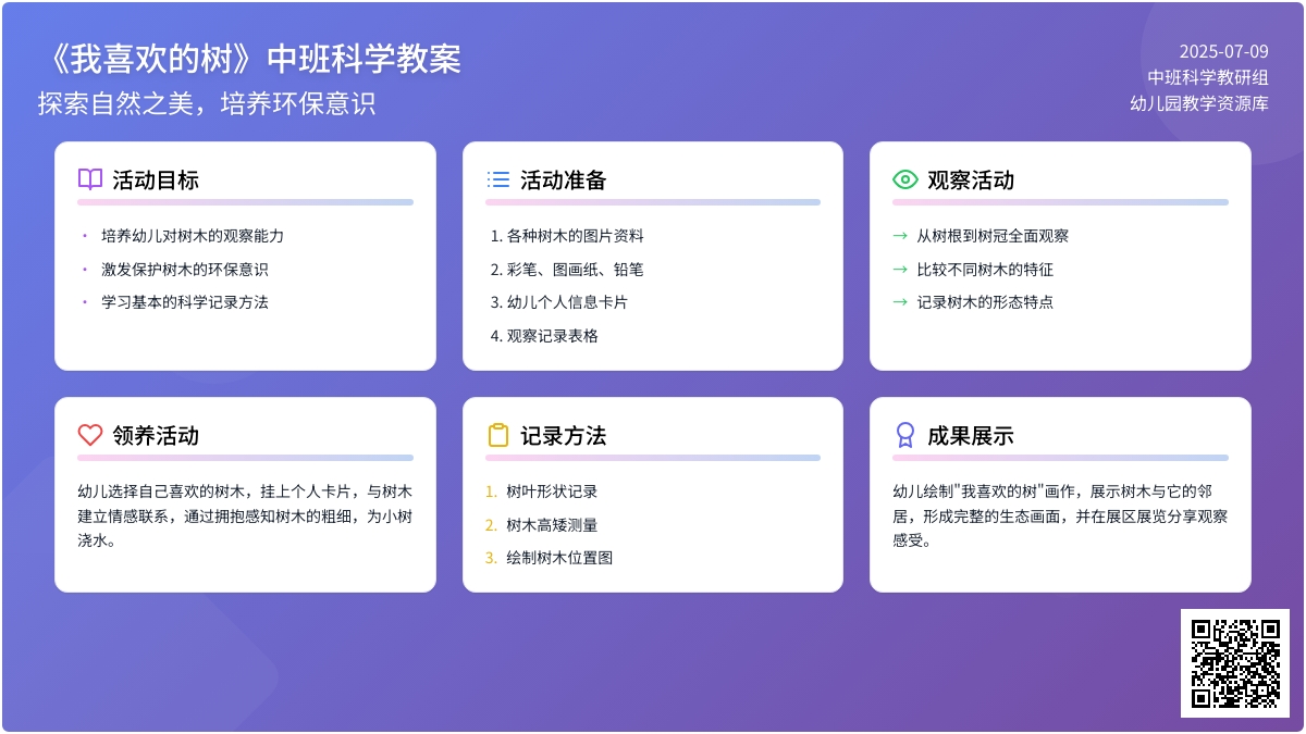 《我喜欢的树》中班科学教案