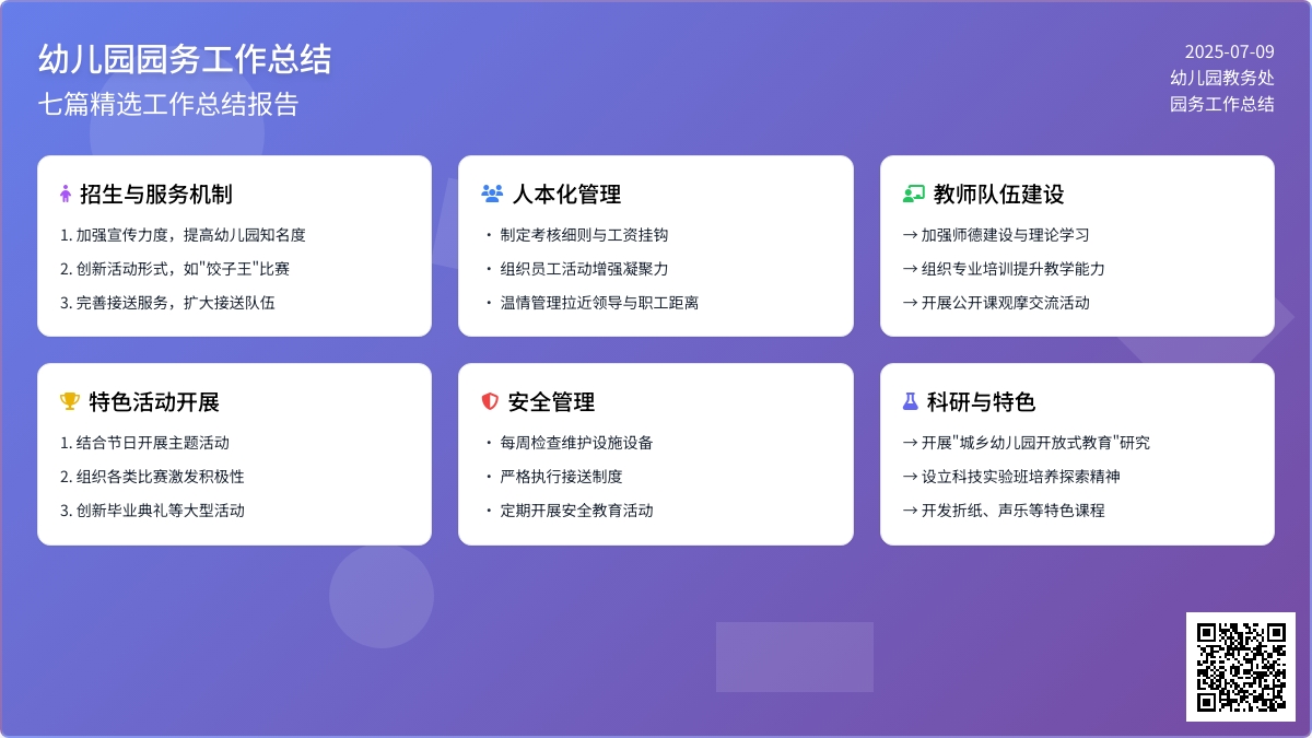 幼儿园园务工作总结（通用7篇）