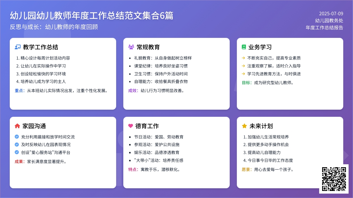 幼儿园幼儿教师年度工作总结范文集合6篇