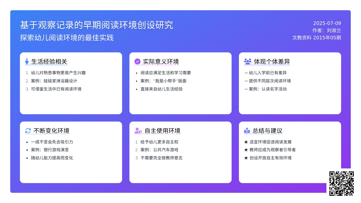 基于观察记录的早期阅读环境创设研究