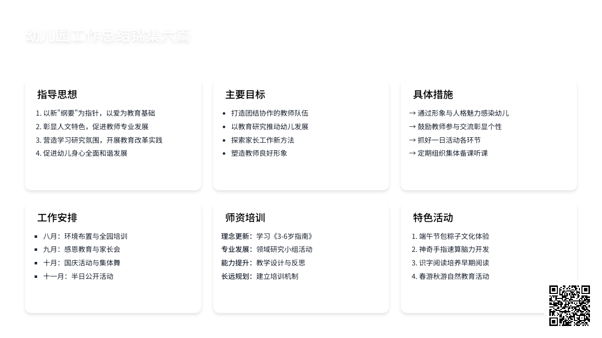 幼儿园工作总结锦集六篇