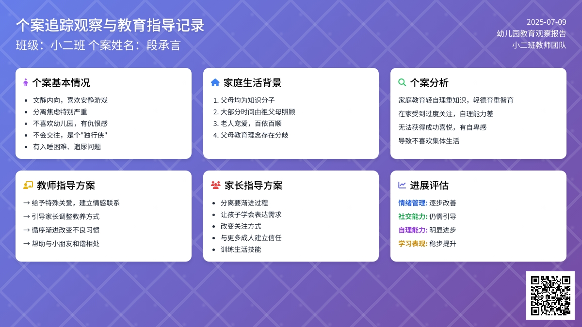个案追踪观察与教育指导记录
