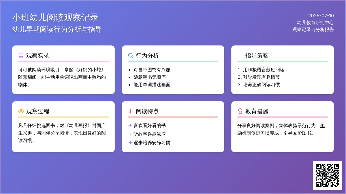 小班幼儿阅读观察记录