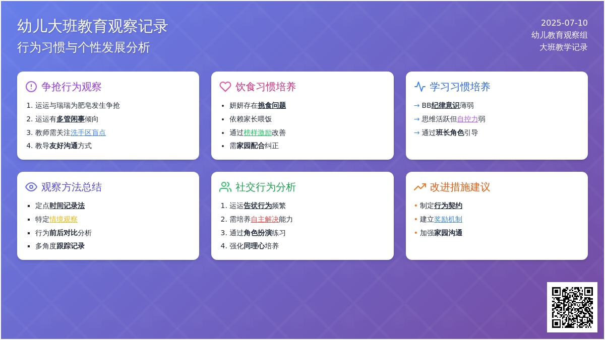 幼儿大班教育观察记录