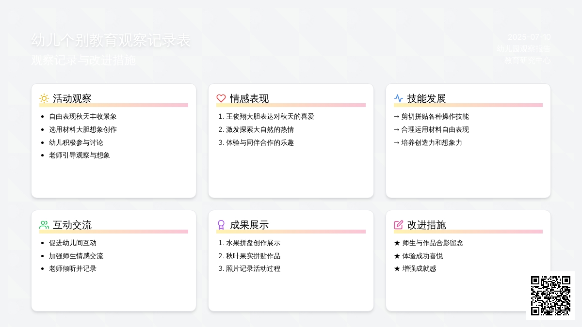幼儿个别教育观察记录表