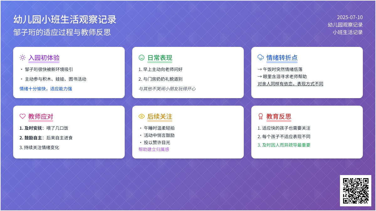 幼儿园小班生活观察记录