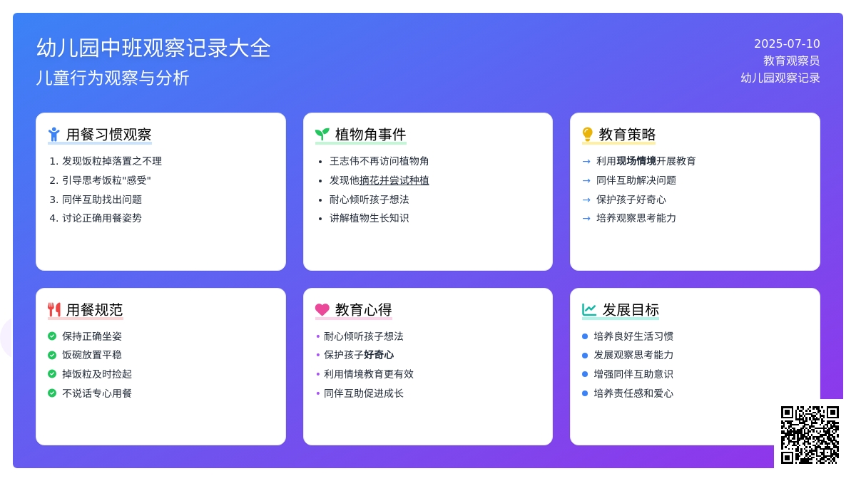 幼儿园中班观察记录大全