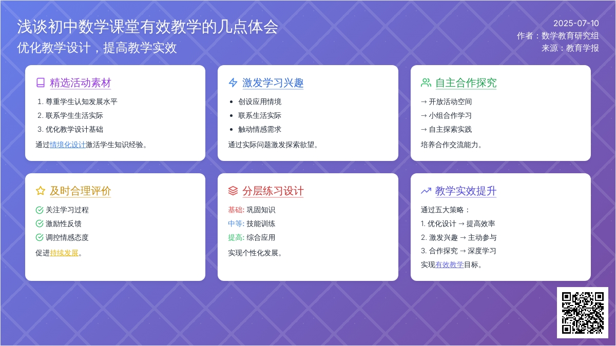 浅谈初中数学课堂有效教学的几点体会论文