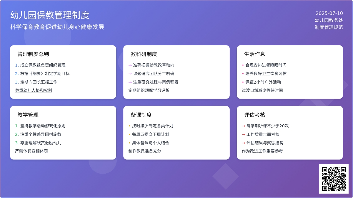 幼儿园保教管理制度6篇