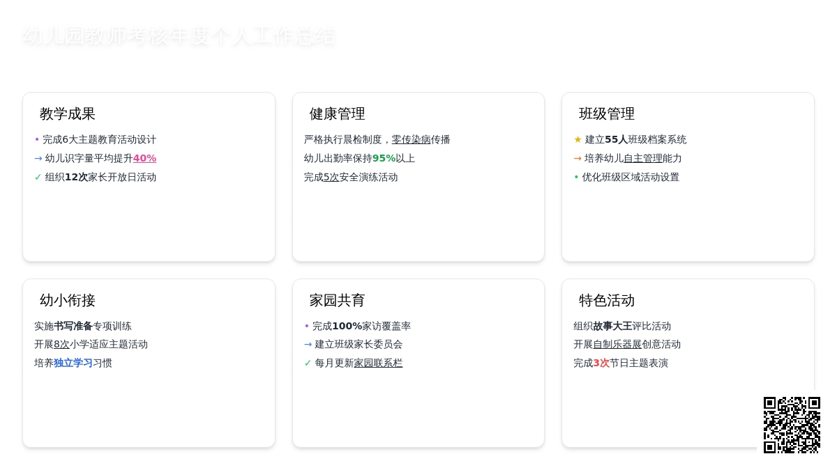 幼儿园教师考核年度个人工作总结
