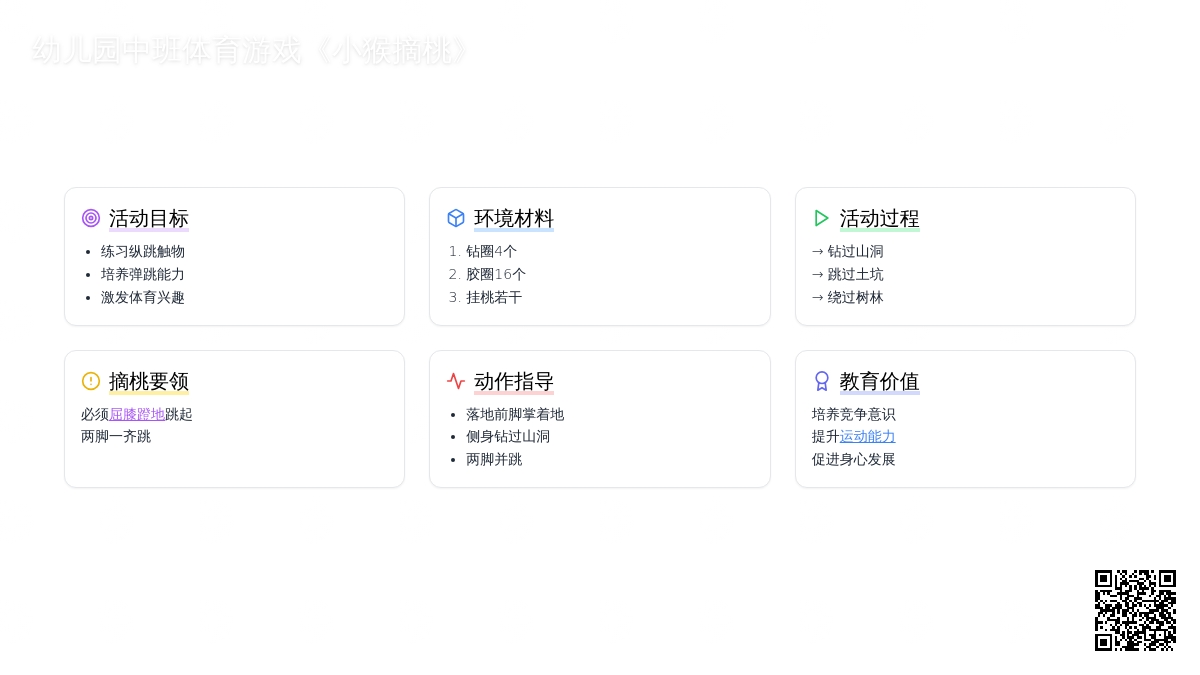 幼儿园中班体育游戏《小猴摘桃》教案