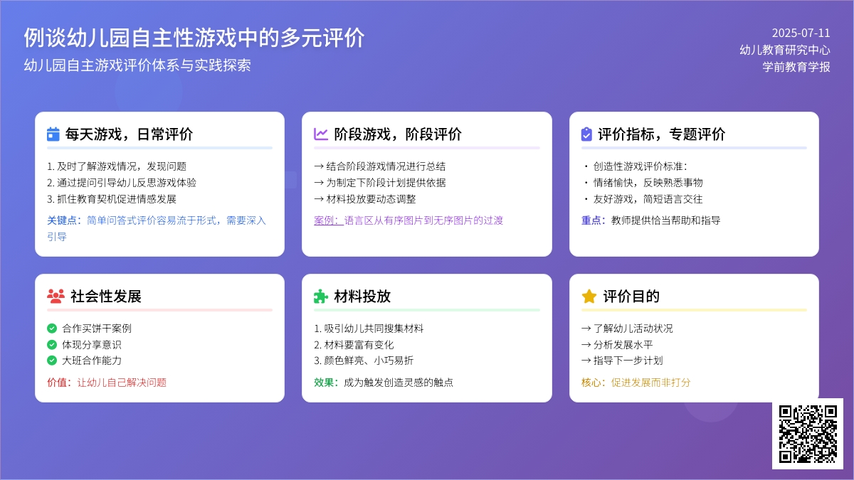 例谈幼儿园自主性游戏中的多元评价