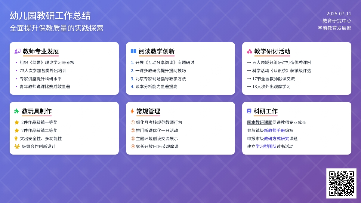 最新幼儿园教研工作总结范文