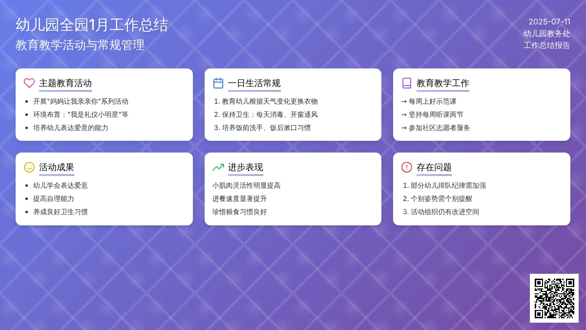 幼儿园全园1月工作总结-工作总结