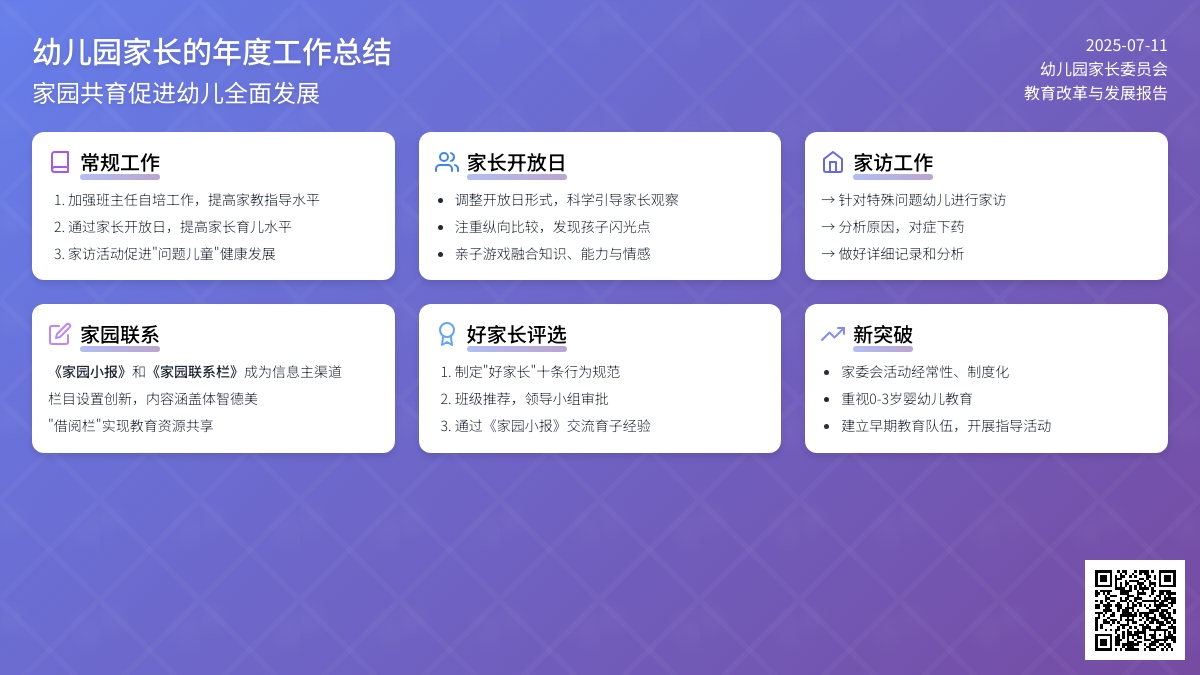 幼儿园家长的年度工作总结
