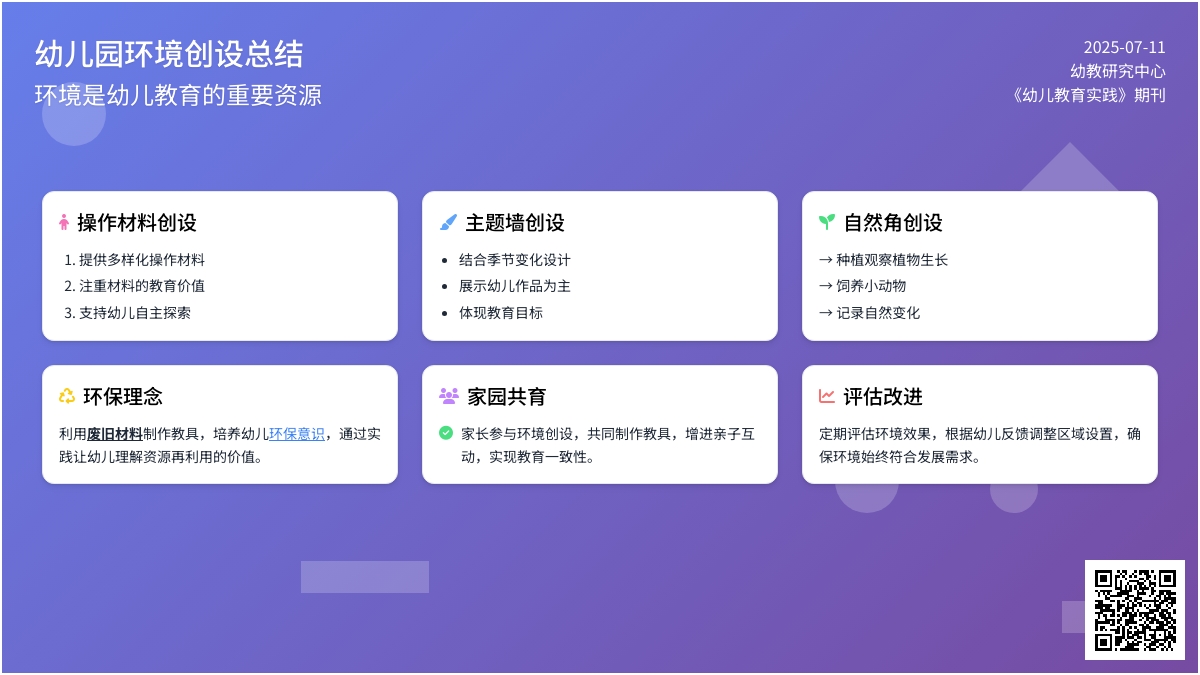 幼儿园环境创设总结（精选7篇）