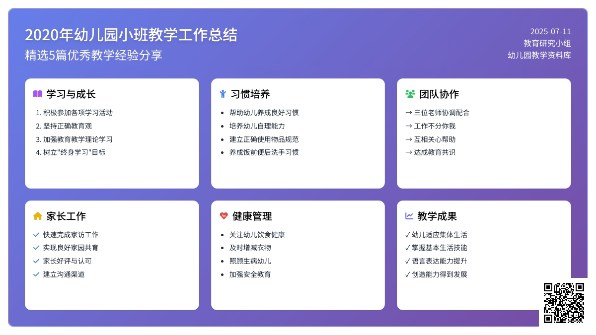 2020年幼儿园小班教学工作总结（精选5篇）