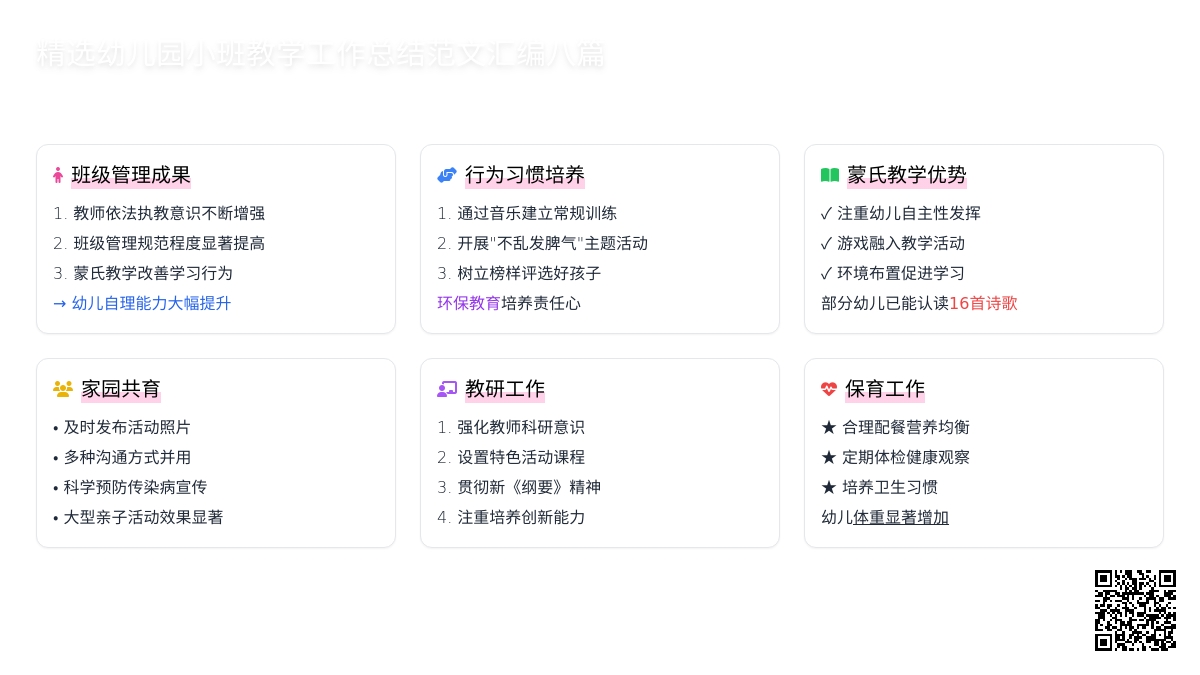 精选幼儿园小班教学工作总结范文汇编八篇