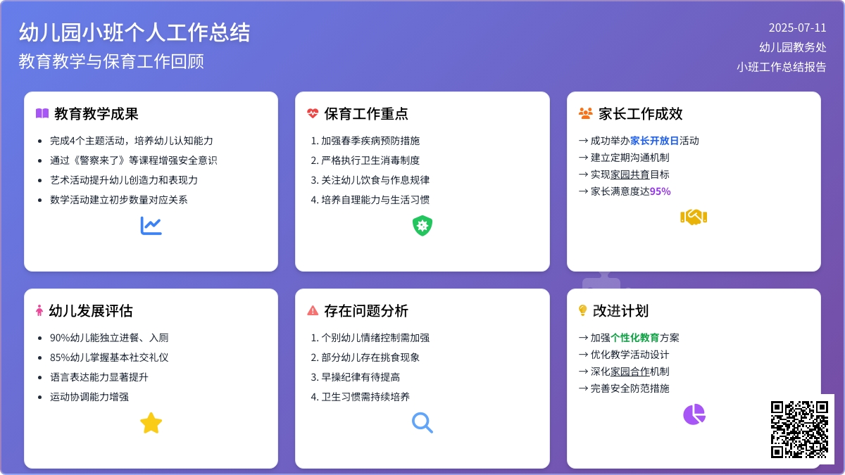实用的幼儿园小班个人工作总结4篇