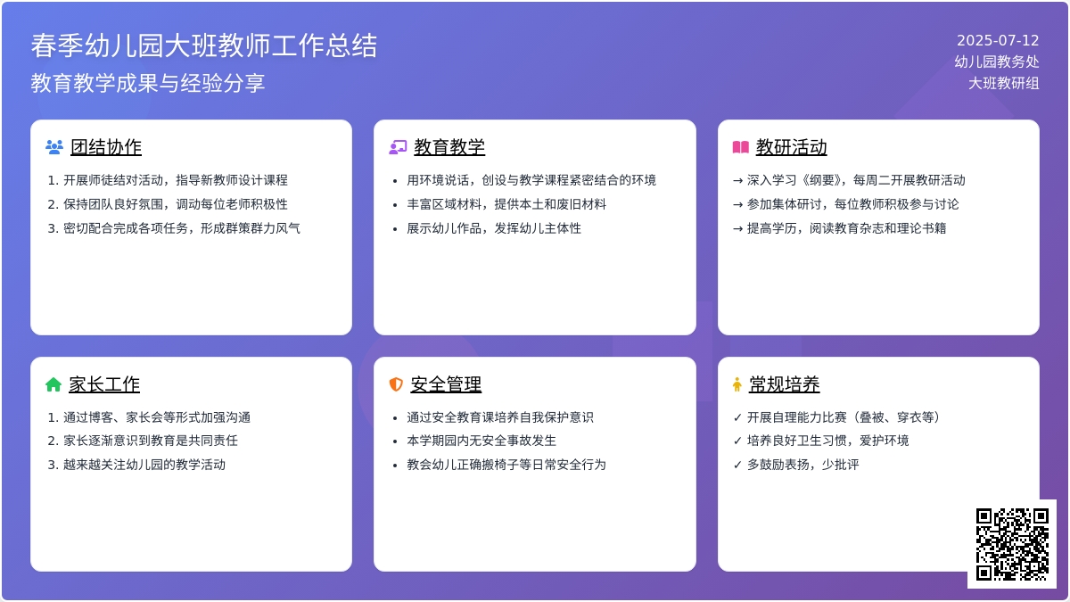 春季幼儿园大班教师工作总结（精选3篇）