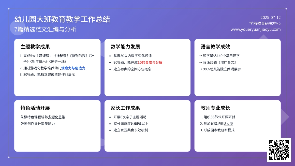 关于幼儿园大班教育教学工作总结范文汇编7篇