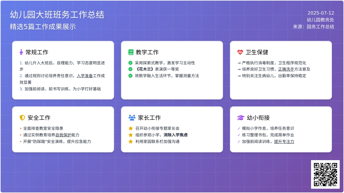 幼儿园大班班务工作总结（精选5篇）