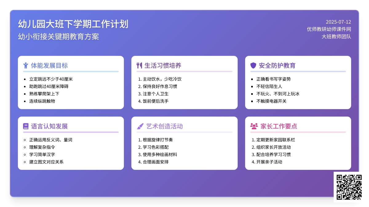 幼儿园大班下学期工作计划