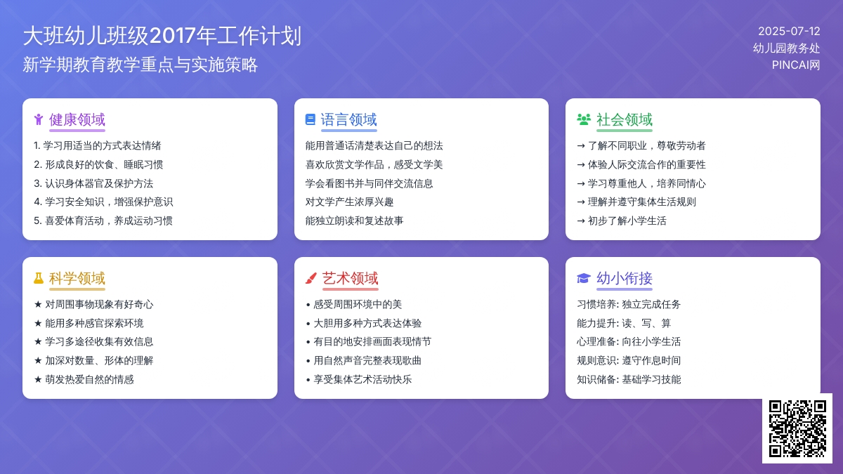 大班幼儿班级工作计划