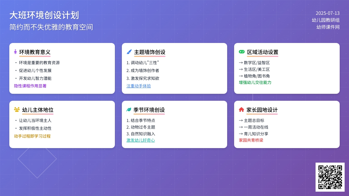 大班环境创设计划