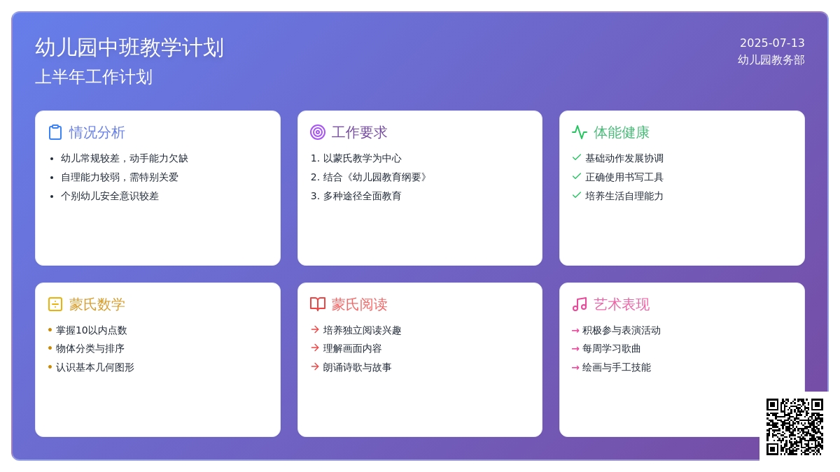 幼儿园中班教学计划（上半年）-工作计划