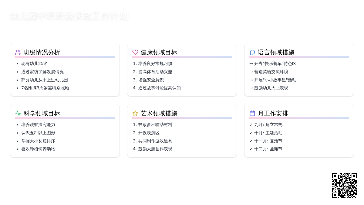 幼儿园中班班级保教工作计划 -计划