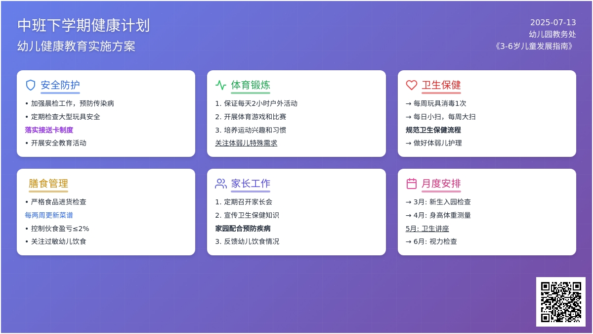 关于中班下学期健康计划
