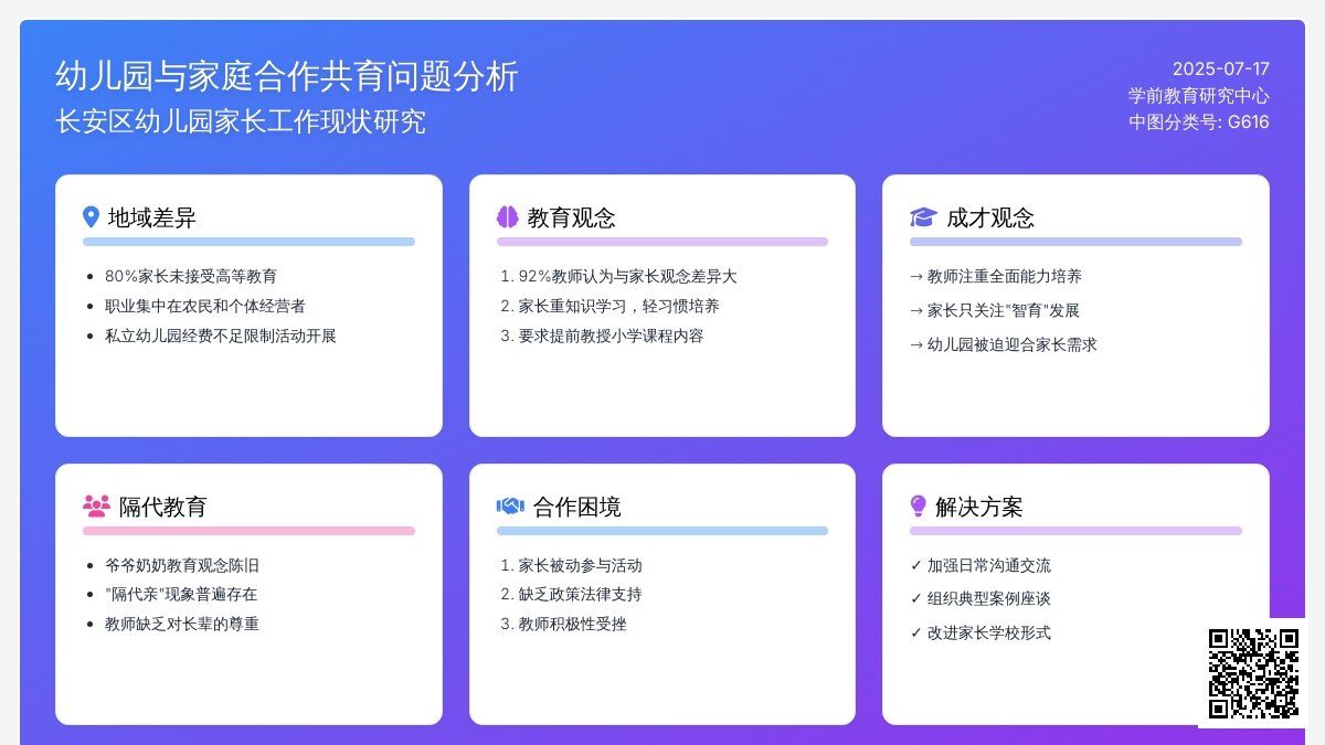 长安区幼儿园家长工作问题分析