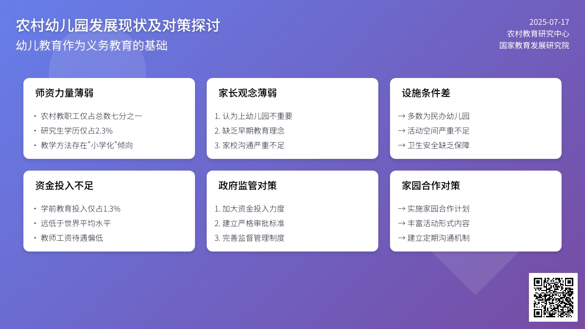 农村幼儿园发展现状及对策探讨