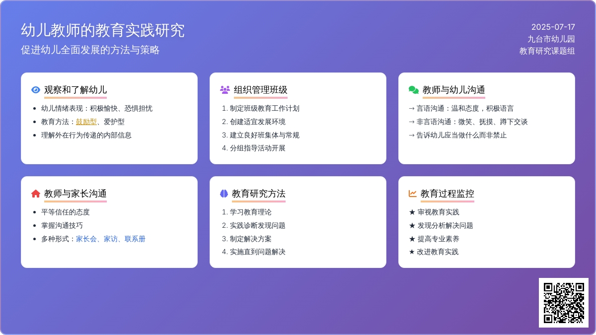 幼儿园教师教育实践研究提纲