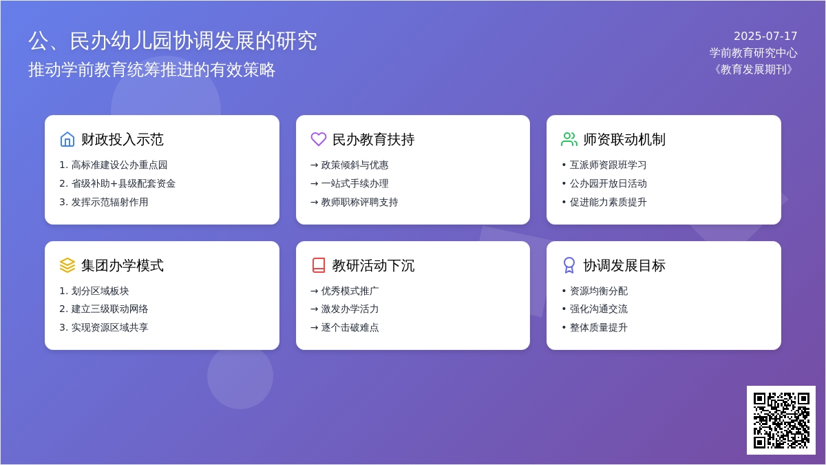 公、民办幼儿园协调发展的研究