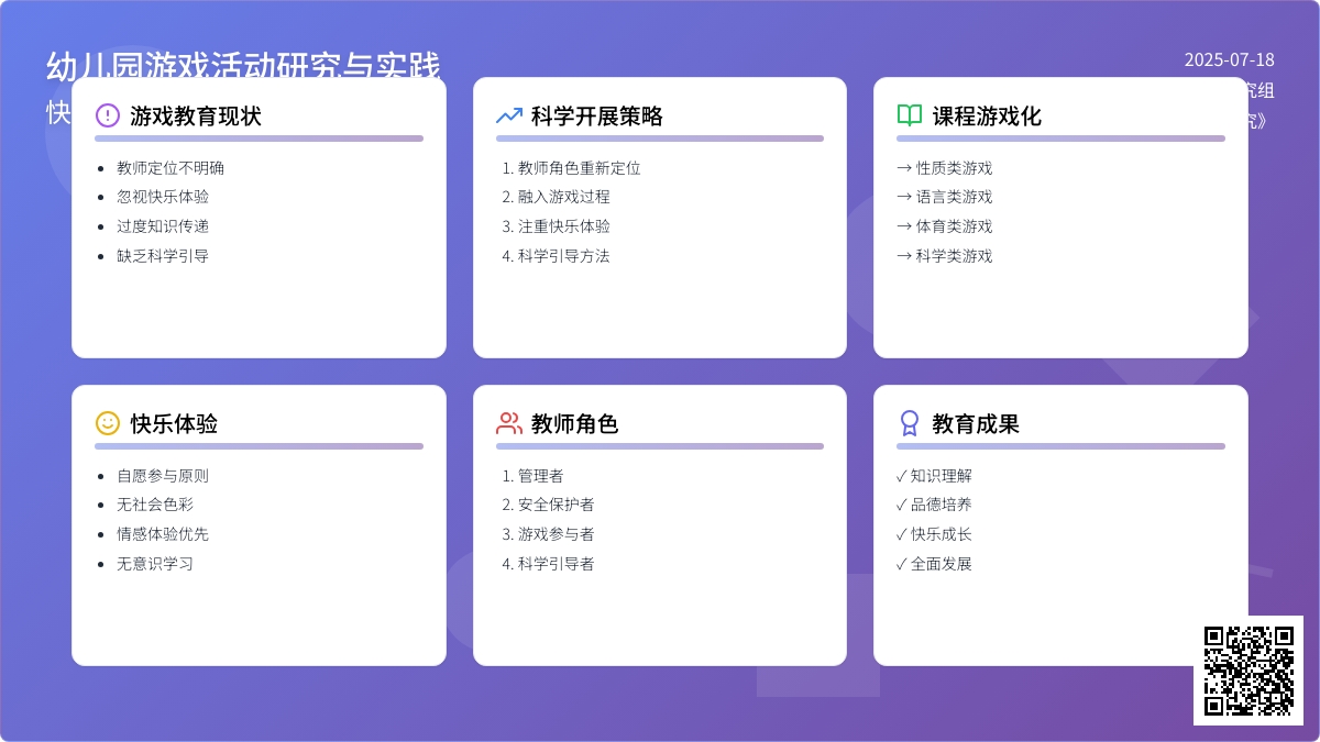 幼儿园开展游戏活动的研究