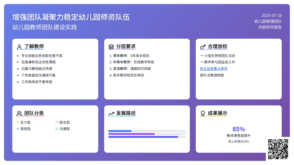 增强团队凝聚力稳定幼儿园师资队伍