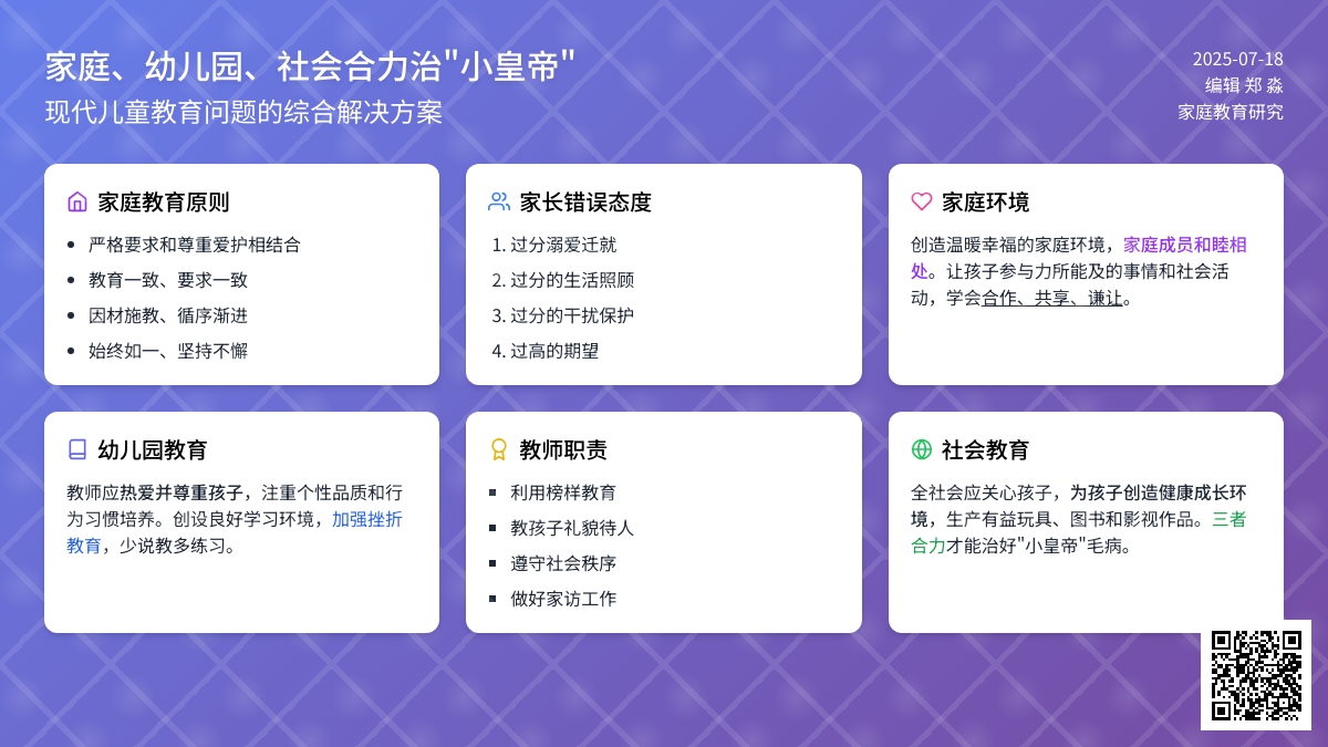家庭、幼儿园、社会合力治“小皇帝”