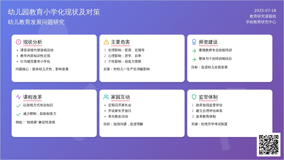 幼儿园教育小学化现状及对策