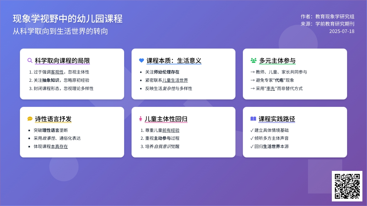 现象学视野中的幼儿园课程