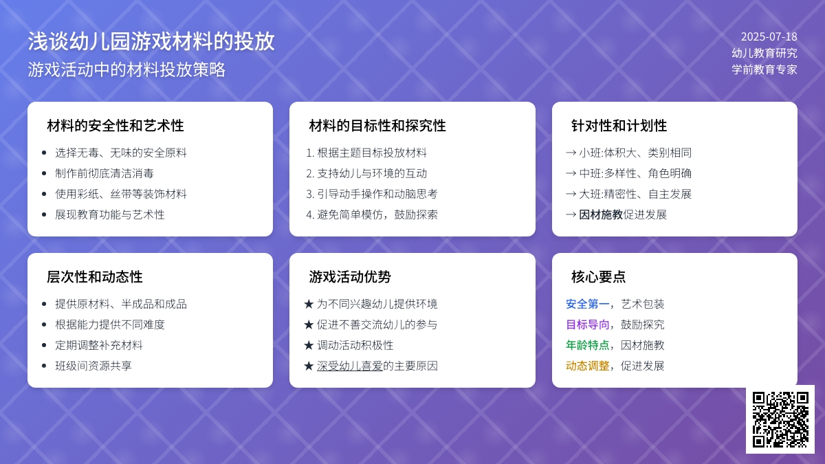浅谈幼儿园游戏材料的投放