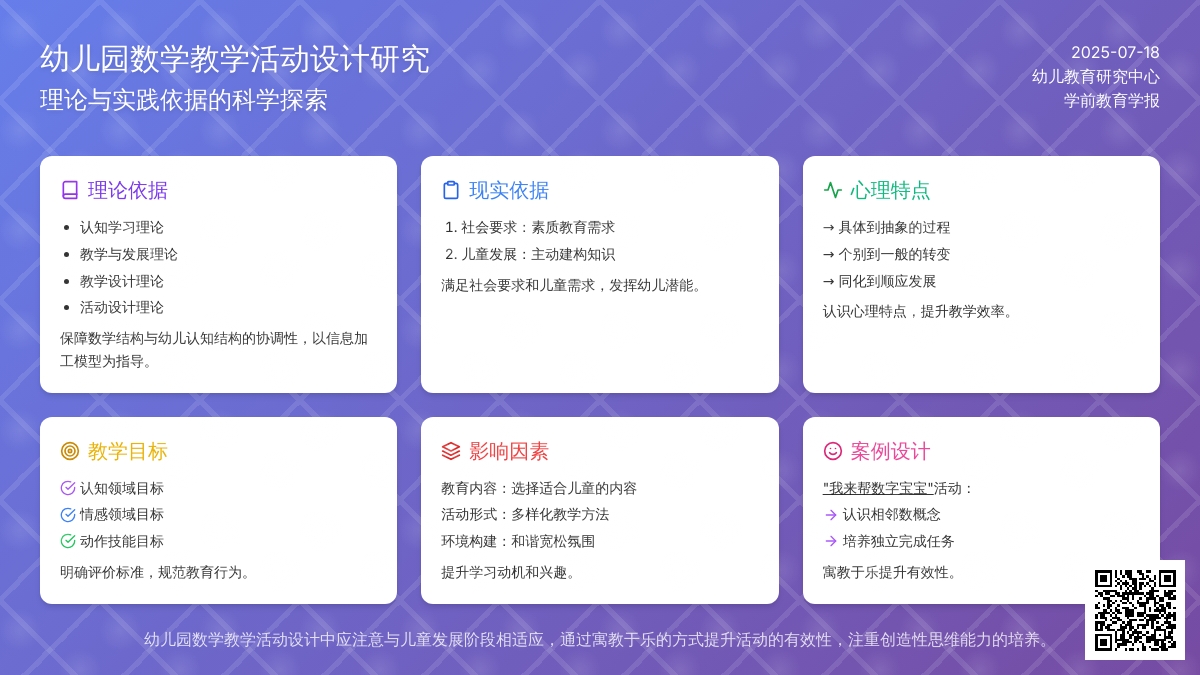 幼儿园数学教学活动设计研究