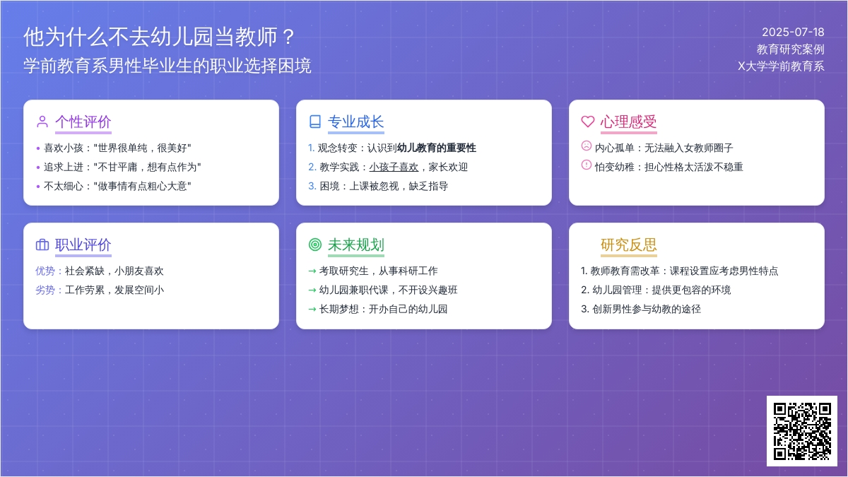 他为什么不去幼儿园当教师？
